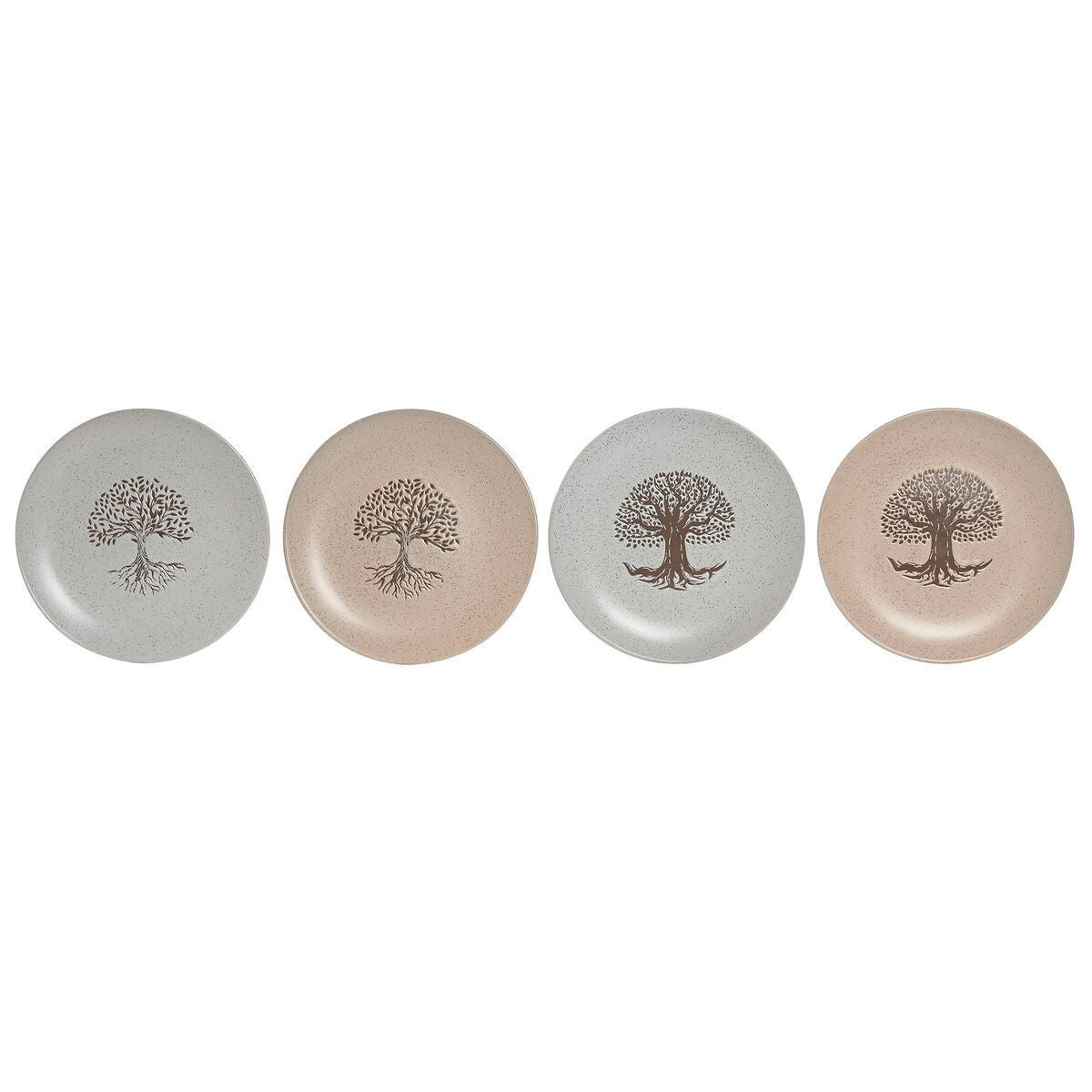 Flat Plate Home ESPRIT White Beige Stoneware Traditional 20 x 20 x 2,5 cm