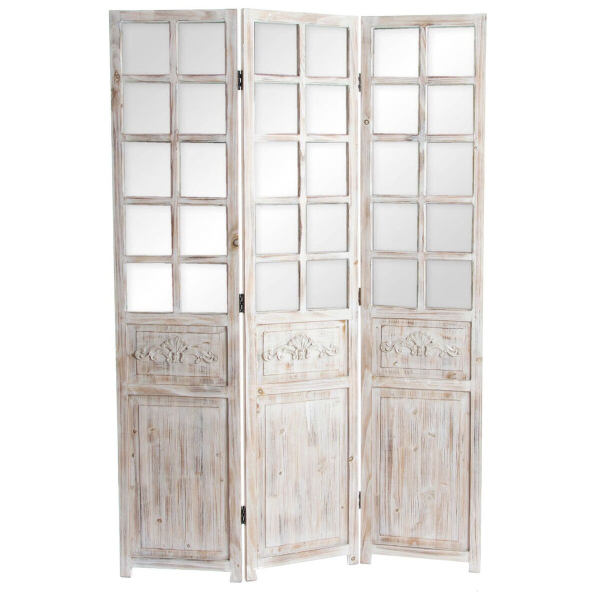 Folding screen Home ESPRIT White Fir Mirror 120 x 3 x 180 cm