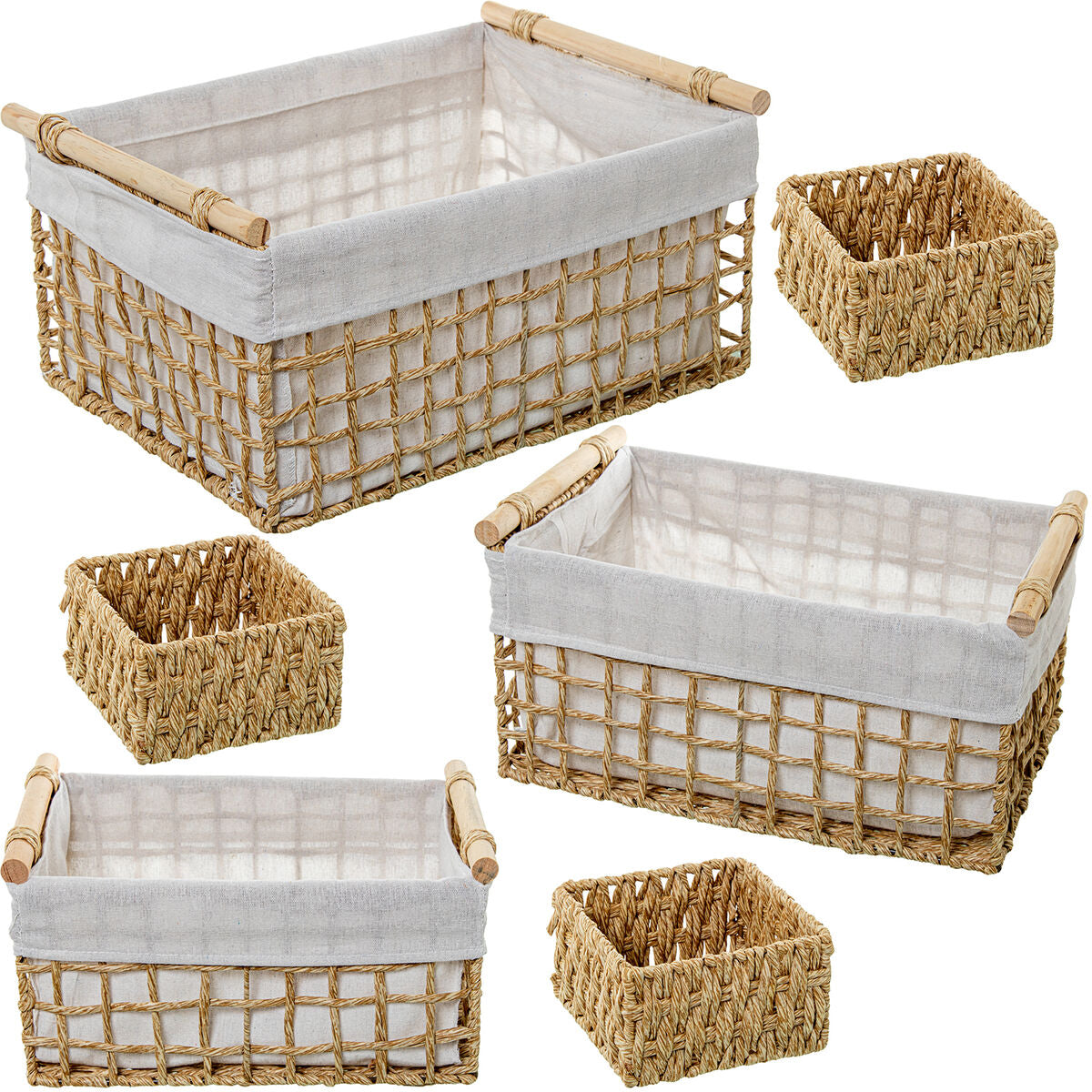 Set of Baskets Alexandra House Living 03850 Brown Wood wicker Rattan (6 Units)