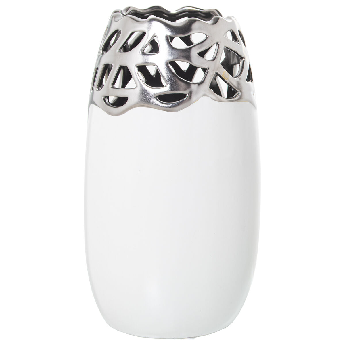 Vase Alexandra House Living White Silver Ceramic 16 x 15 x 27 cm Alexandra House Living