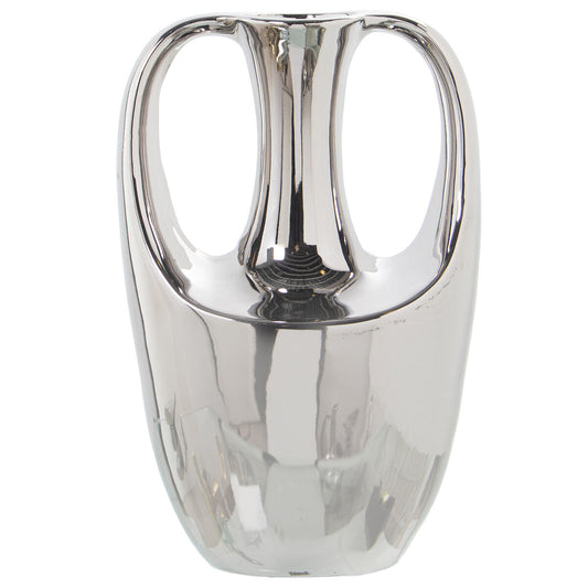 Vase Alexandra House Living Silver Ceramic 13 x 18 x 27 cm With handles Alexandra House Living