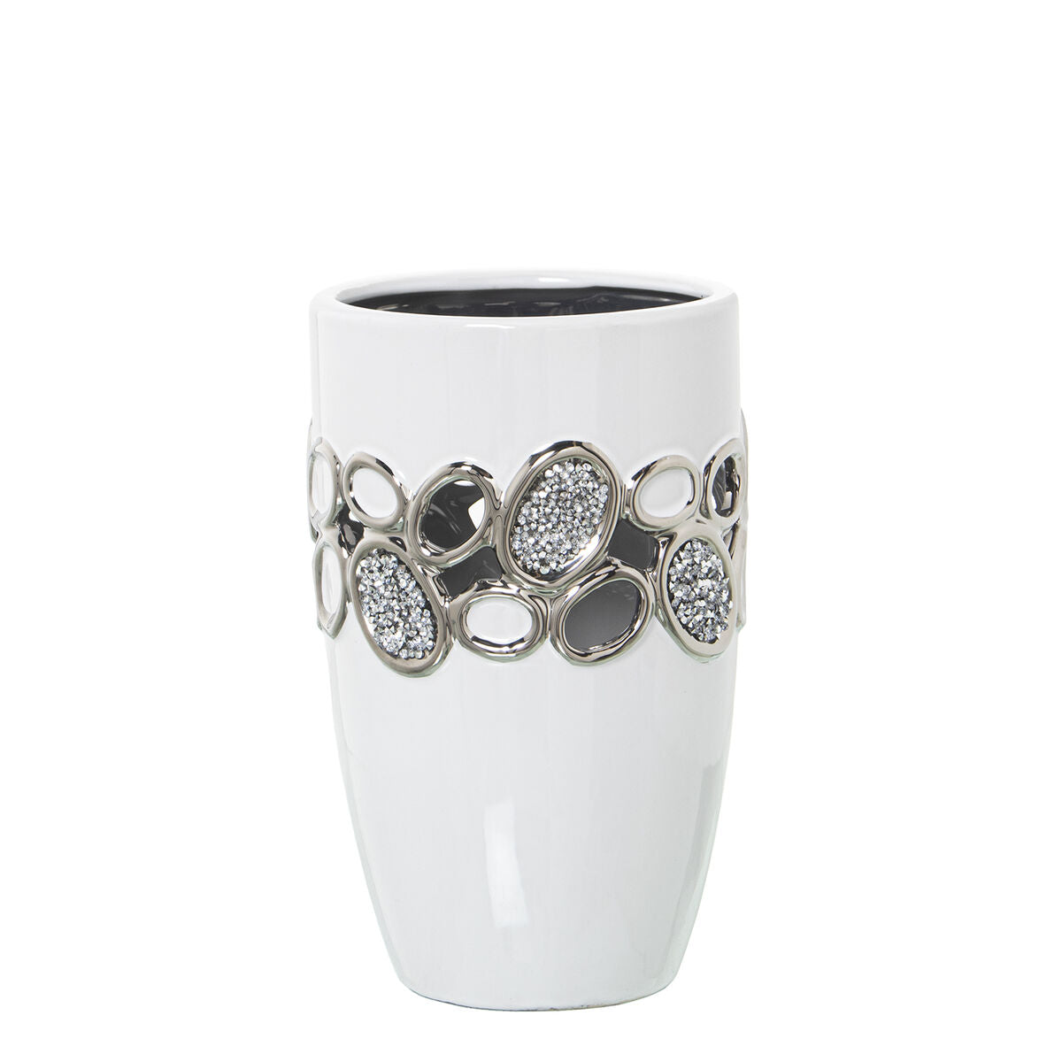 Vase Alexandra House Living White Silver Ceramic 14 x 14 x 21 cm Alexandra House Living