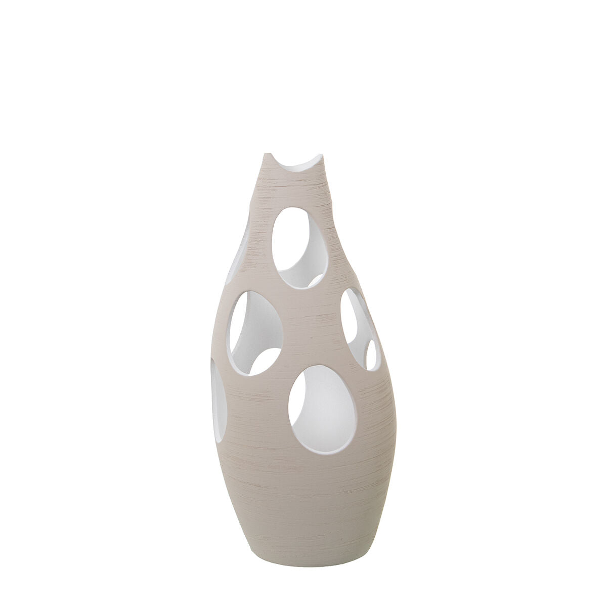 Vase Alexandra House Living Ecru Ceramic Stripes Circles 20 x 20 x 50 cm Alexandra House Living