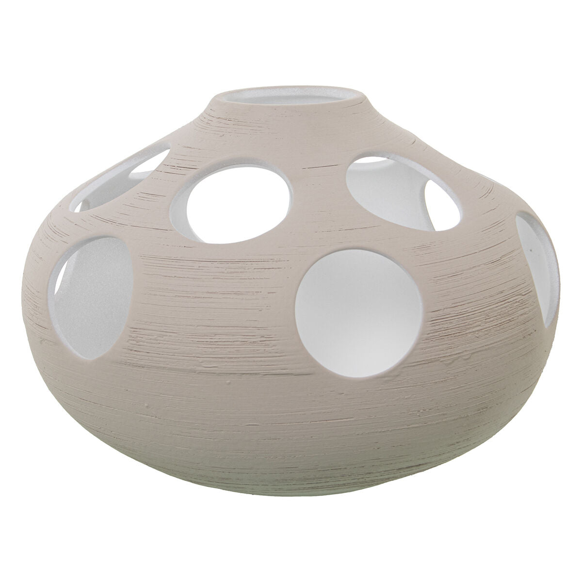 Vase Alexandra House Living Ecru Ceramic Stripes Circles 32 x 32 x 25 cm Alexandra House Living