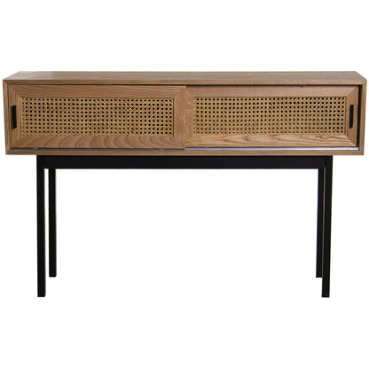 Console Alexandra House Living Brown Black Wood wicker 120 x 75 x 30 cm