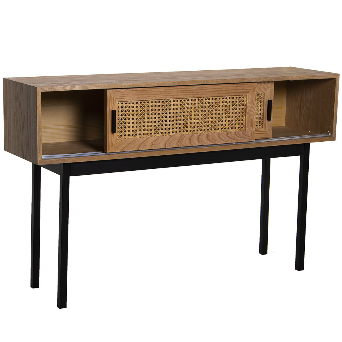 Console Alexandra House Living Brown Black Wood wicker 120 x 75 x 30 cm