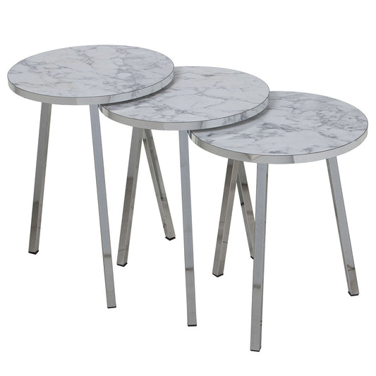 Set of 3 tables Alexandra House Living Silver Wood