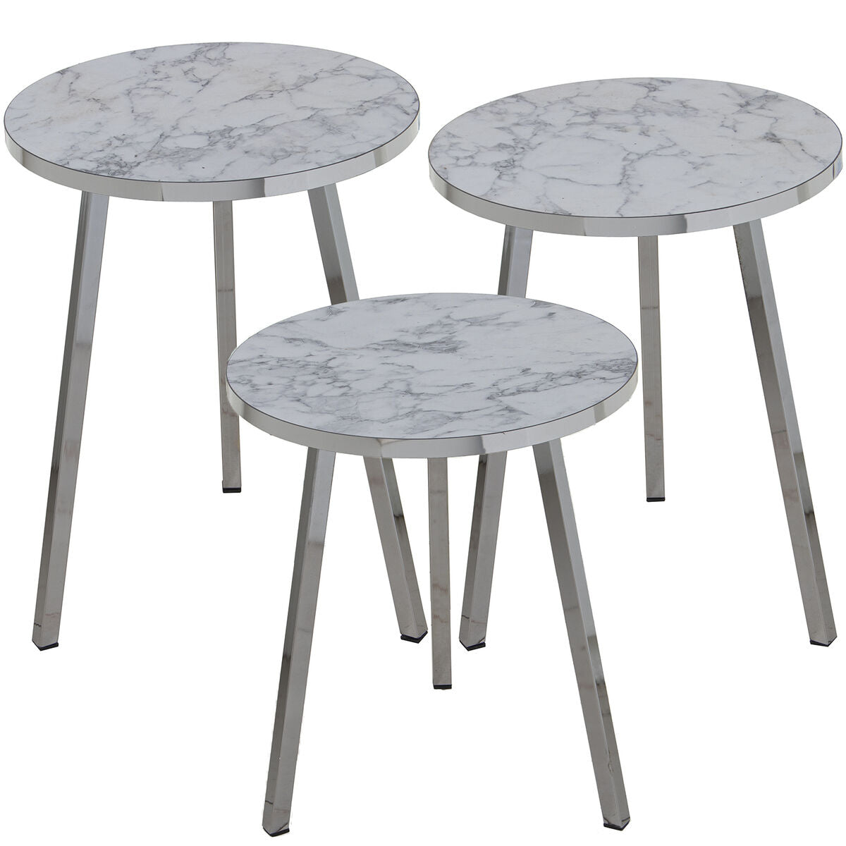 Set of 3 tables Alexandra House Living Silver Wood