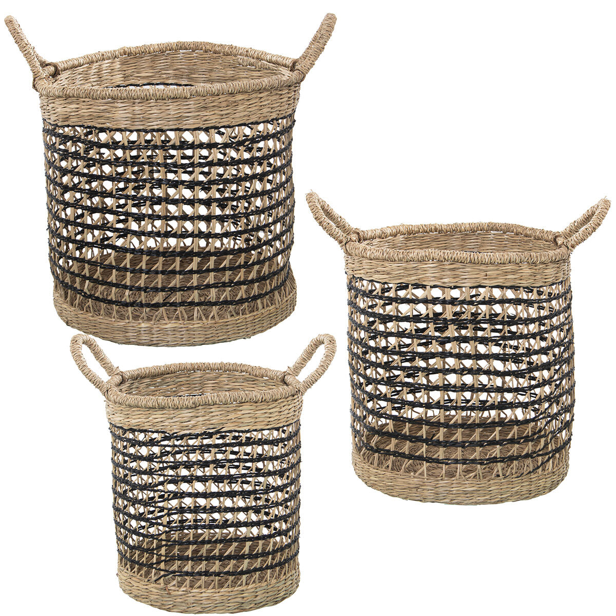 Set of Baskets Alexandra House Living Brown wicker Rattan Natural Fibre 36 x 26 x 33 cm 3 Pieces