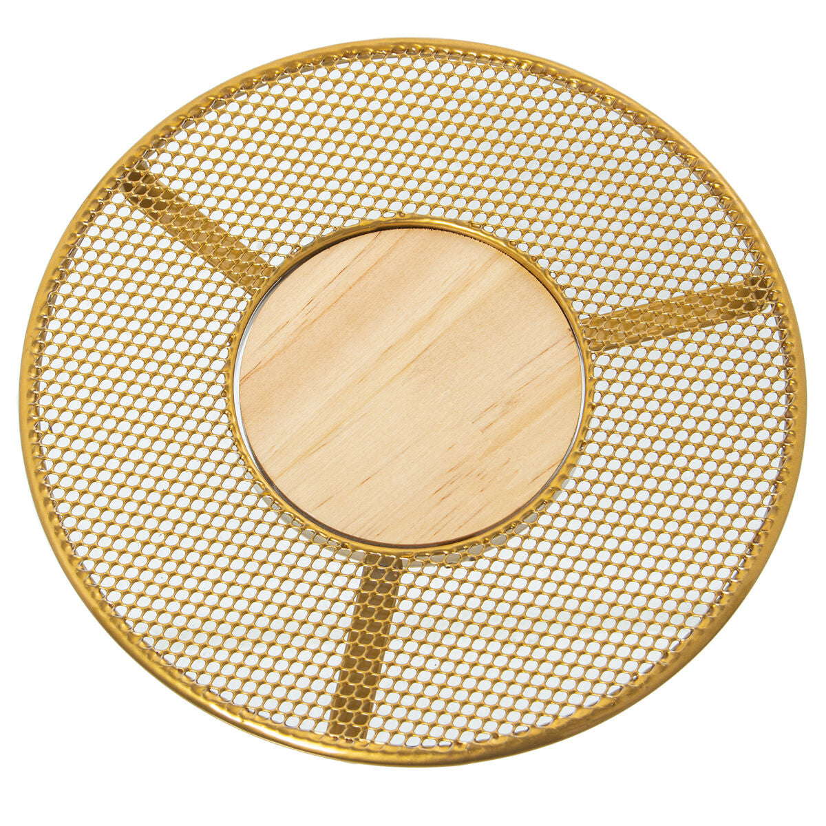 Table Mat Alexandra House Living Golden Wood Metal Grille 20 x 2 x 20 cm