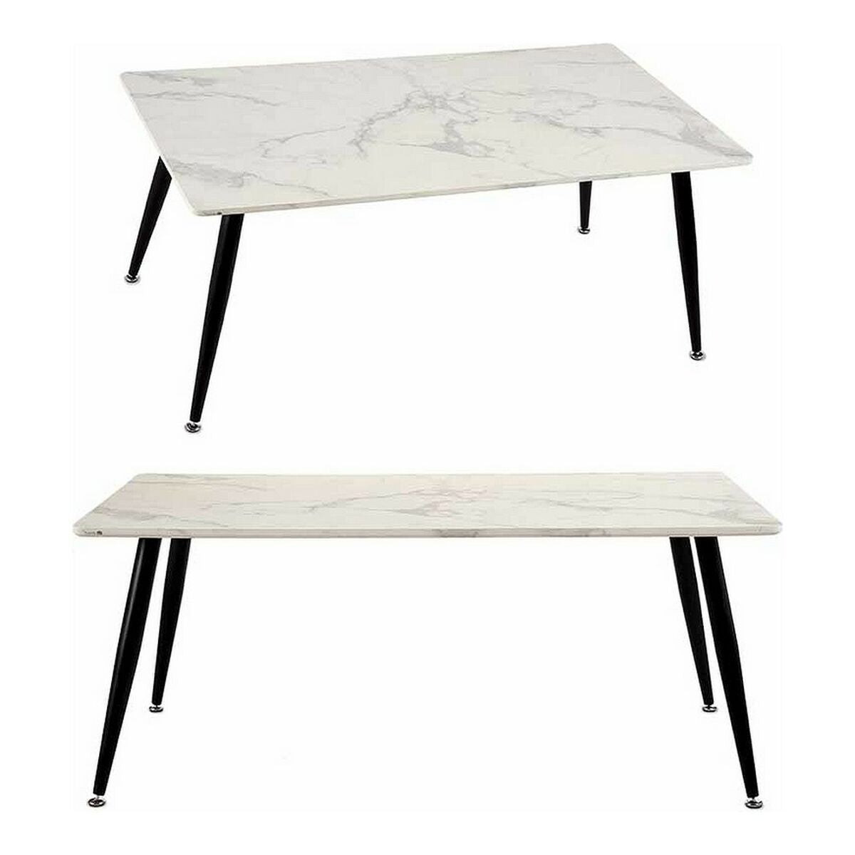 Centre Table White Black Marble Metal Melamin MDF Wood 60 x 110 x 45 cm Gift Decor