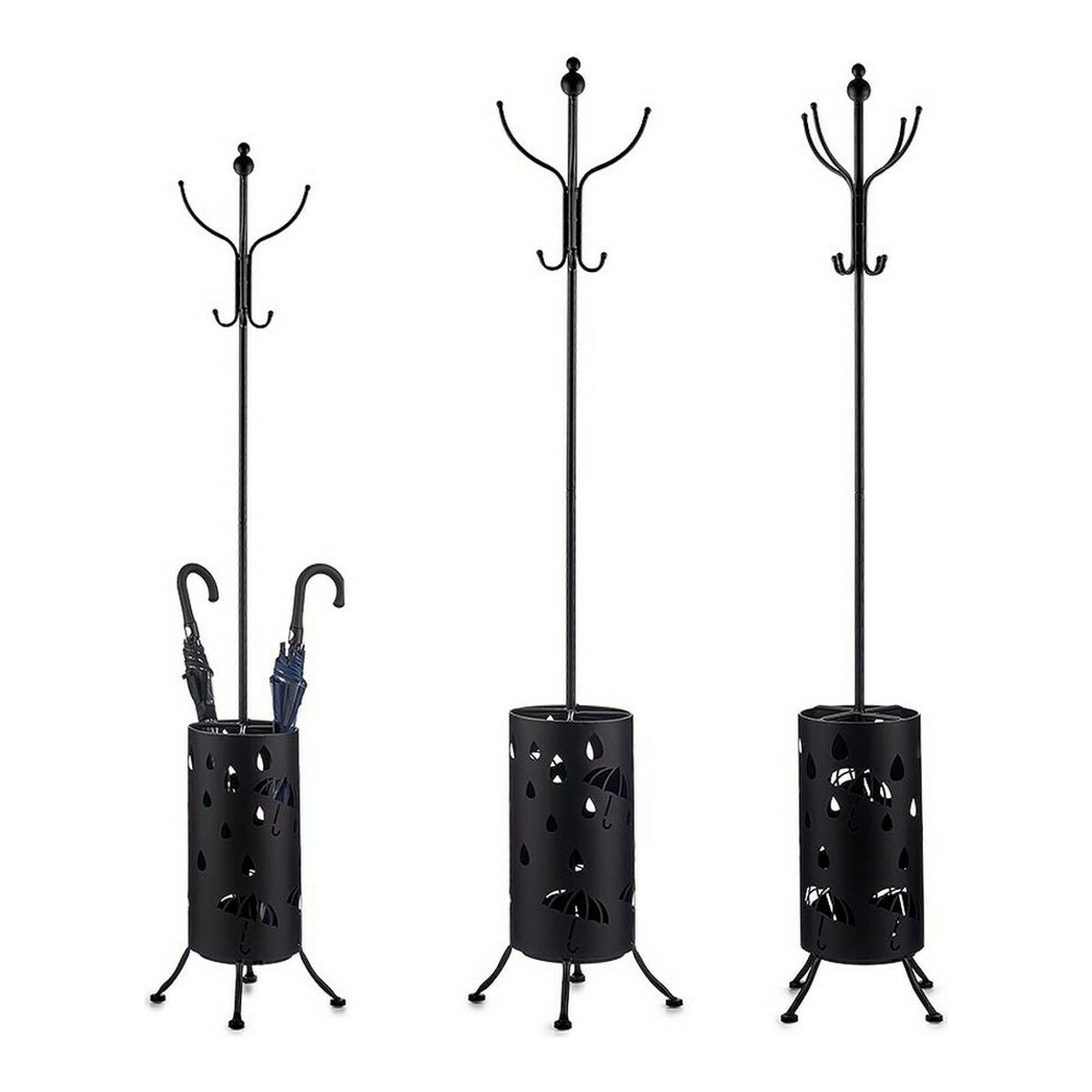 Coat rack Umbrella stand Black Metal (44 x 185 x 44 cm) Gift Decor