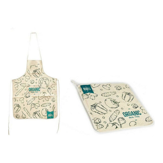 Set Apron Kitchen Cloth 60 x 0,3 x 80 cm Blue White 80 % cotton 70 % cotton (2 pcs)