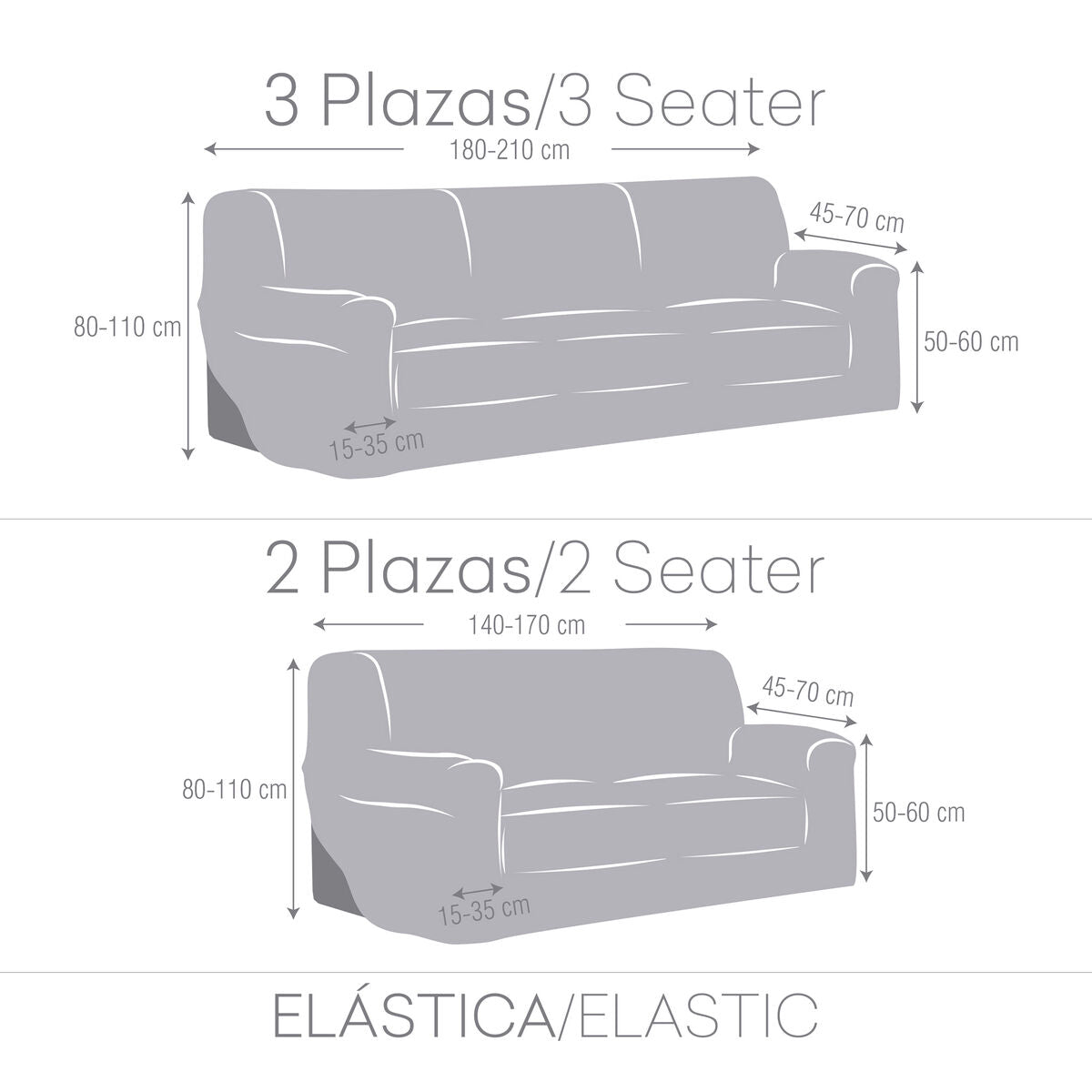 Sofa cover set Eysa ULISES Brown 2 Pieces