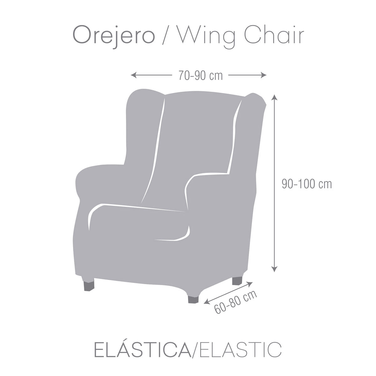 Wingback chair cover Eysa ULISES Dark grey 80 x 100 x 90 cm Eysa