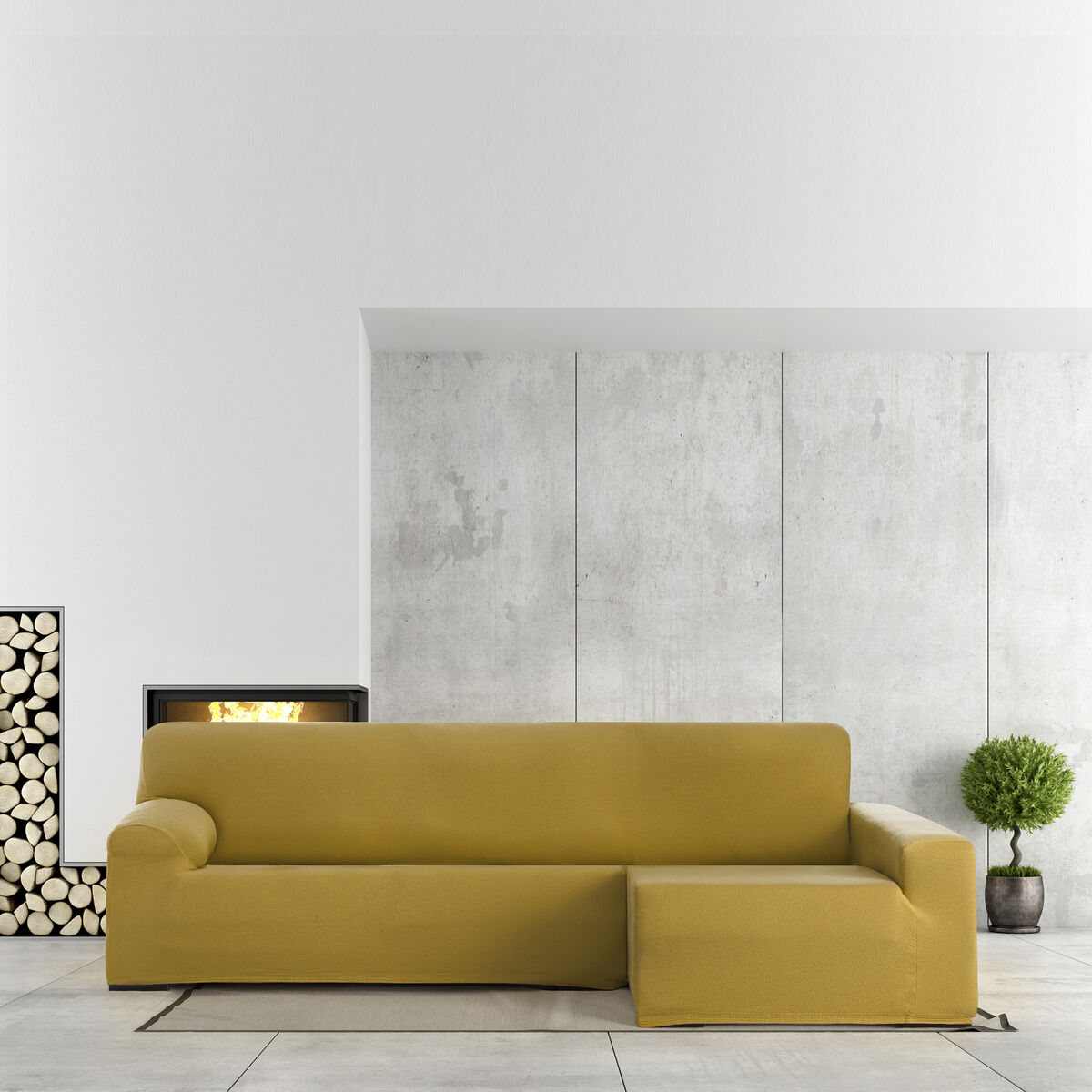 Right long arm chaise longue cover Eysa BRONX Mustard 170 x 110 x 310 cm Eysa