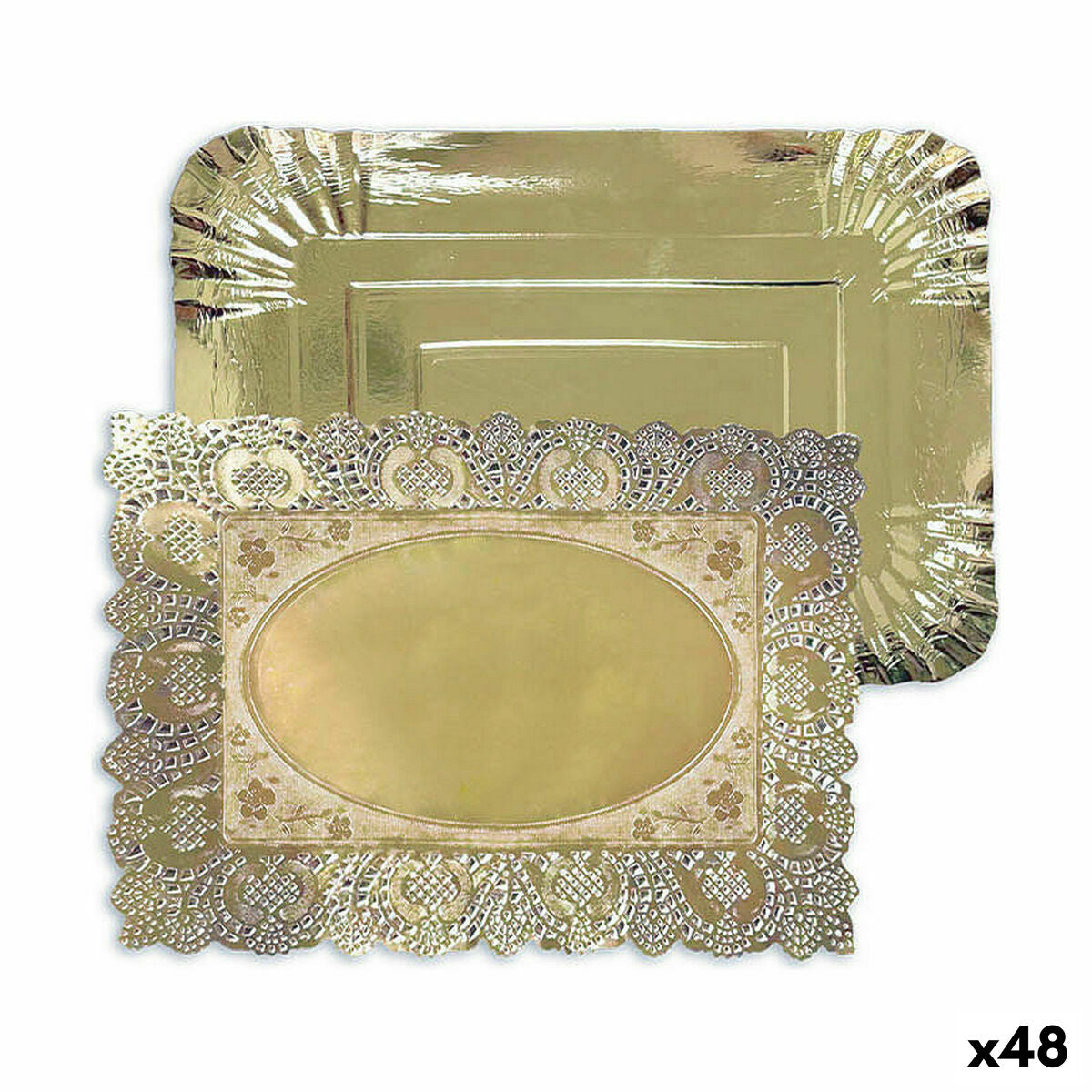 Snack tray Algon Golden Rectangular (48 Units)