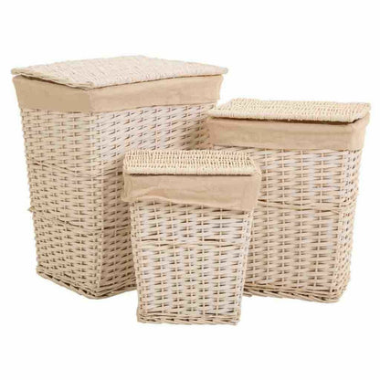 Set of Baskets Alexandra House Living White wicker Willow wood 3 Pieces