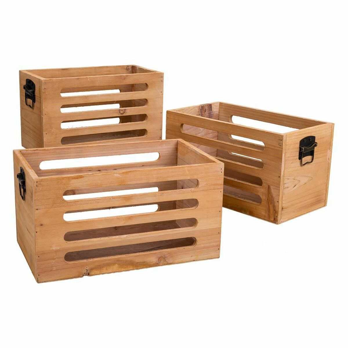 Storage boxes Alexandra House Living Brown Fir wood 17 x 15 x 28 cm 25 x 13,5 x 14 cm 22 x 10,5 x 13 cm 3 Pieces