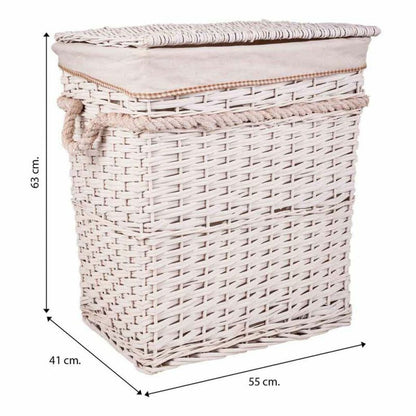 Set of Baskets Alexandra House Living White wicker Willow wood 41 x 63 x 55 cm 30 x 22 x 24 cm 3 Pieces