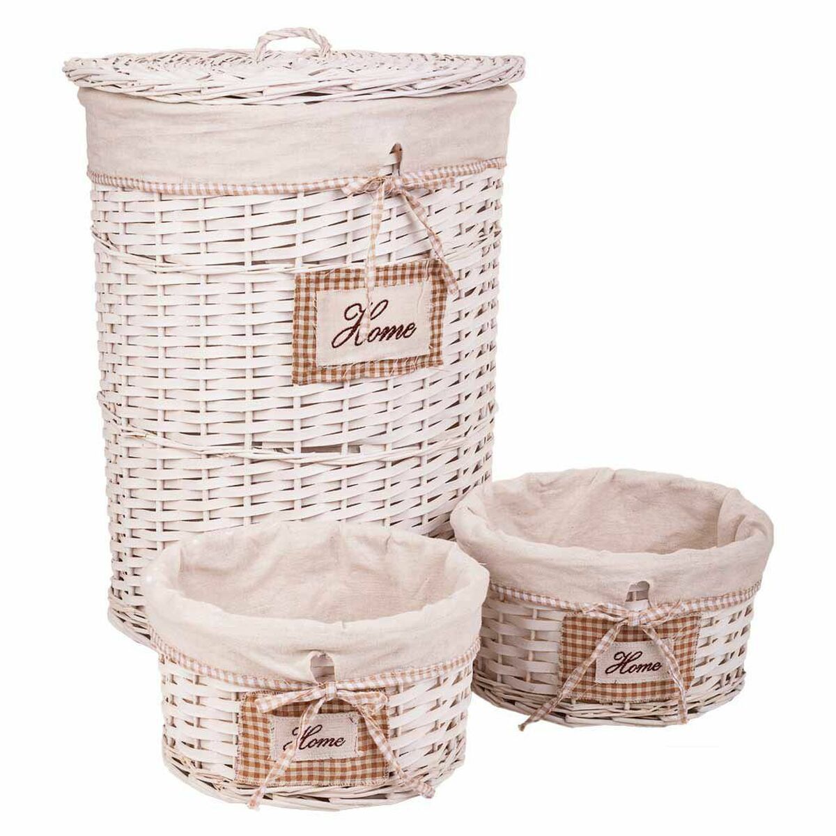 Set of Baskets Alexandra House Living White wicker Willow wood 44 x 58 x 44 cm 29 x 19 x 29 cm 3 Pieces