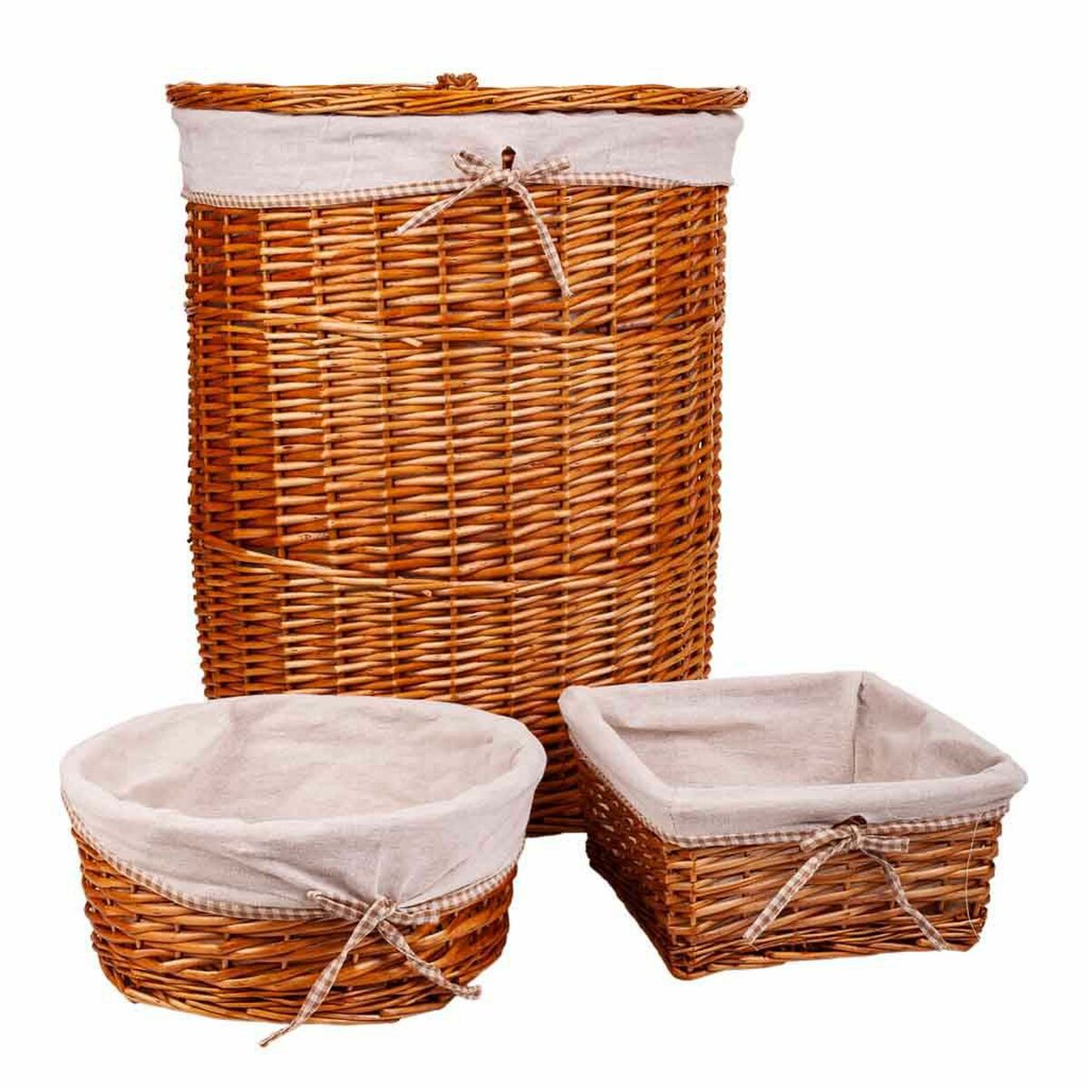 Set of Baskets Alexandra House Living Natural wicker Willow wood 29 x 15 x 29 cm 51 x 64 x 51 cm 36 x 15 x 36 cm 3 Pieces