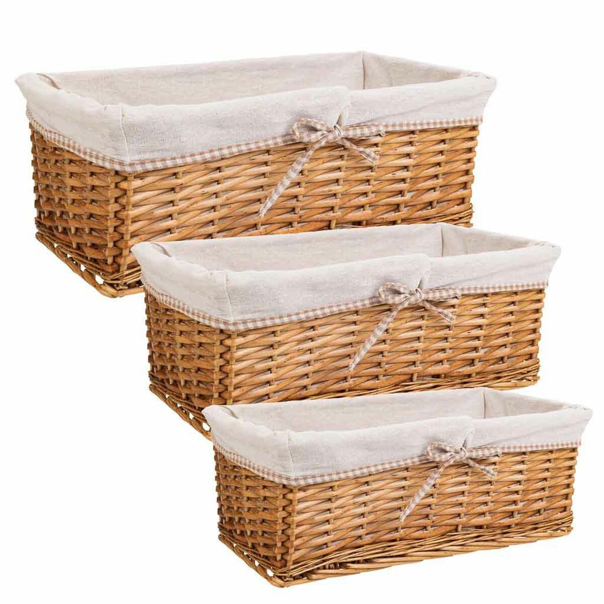 Set of Baskets Alexandra House Living Natural wicker Willow wood 3 Pieces