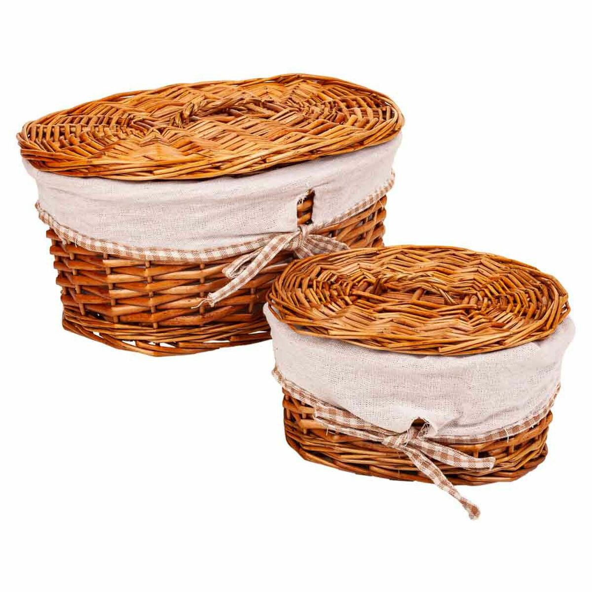 Storage boxes Alexandra House Living Natural wicker Willow wood 20 x 14 x 10 cm 23 x 14 x 30 cm 2 Pieces