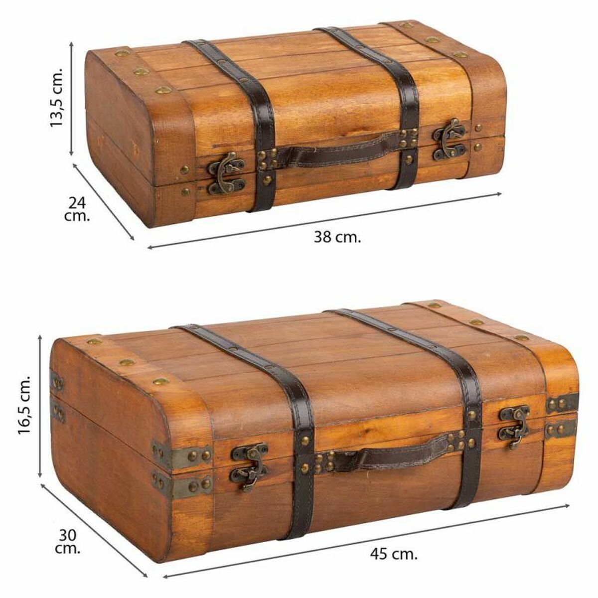 Set of suitcases Alexandra House Living Brown PVC Wood Metal Vintage 30 x 16 x 45 cm 38 x 24 x 13,5 cm Ornamental 2 Pieces