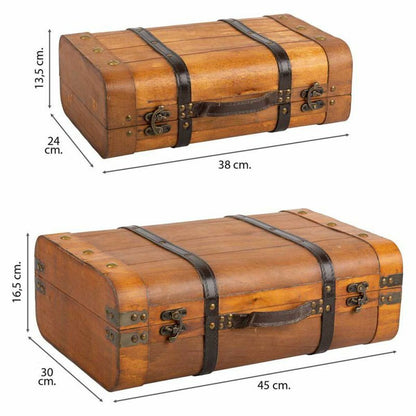 Set of suitcases Alexandra House Living Brown PVC Wood Metal Vintage 30 x 16 x 45 cm 38 x 24 x 13,5 cm Ornamental 2 Pieces