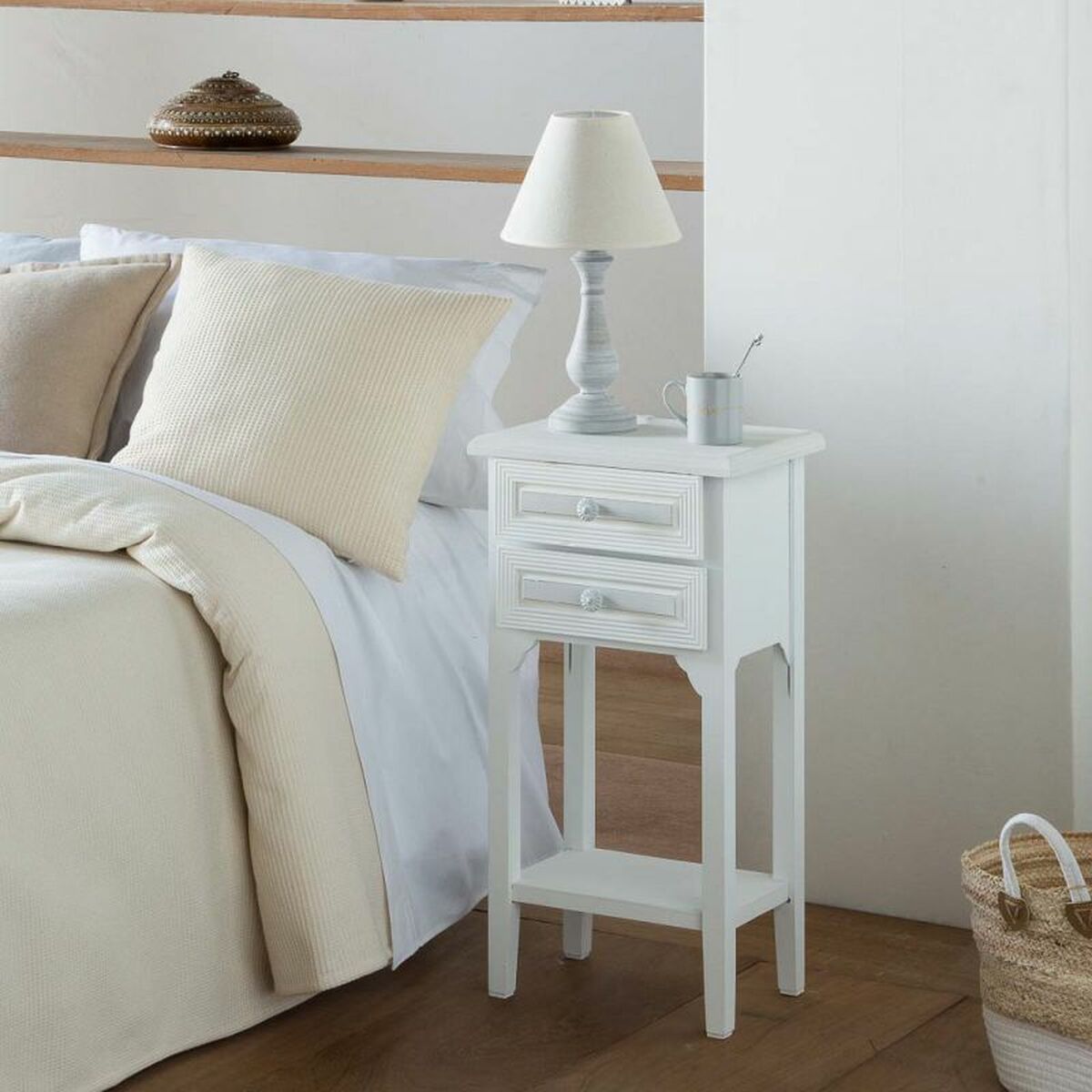 Nightstand Alexandra House Living White 26 x 69 x 37 cm