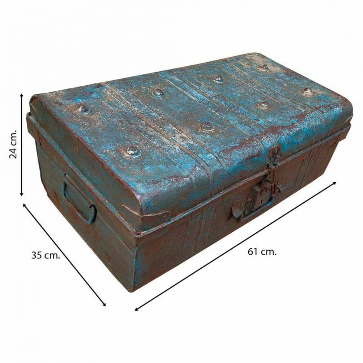 Decorative suitcase Alexandra House Living Blue Iron Traditional style 35 x 24 x 61 cm