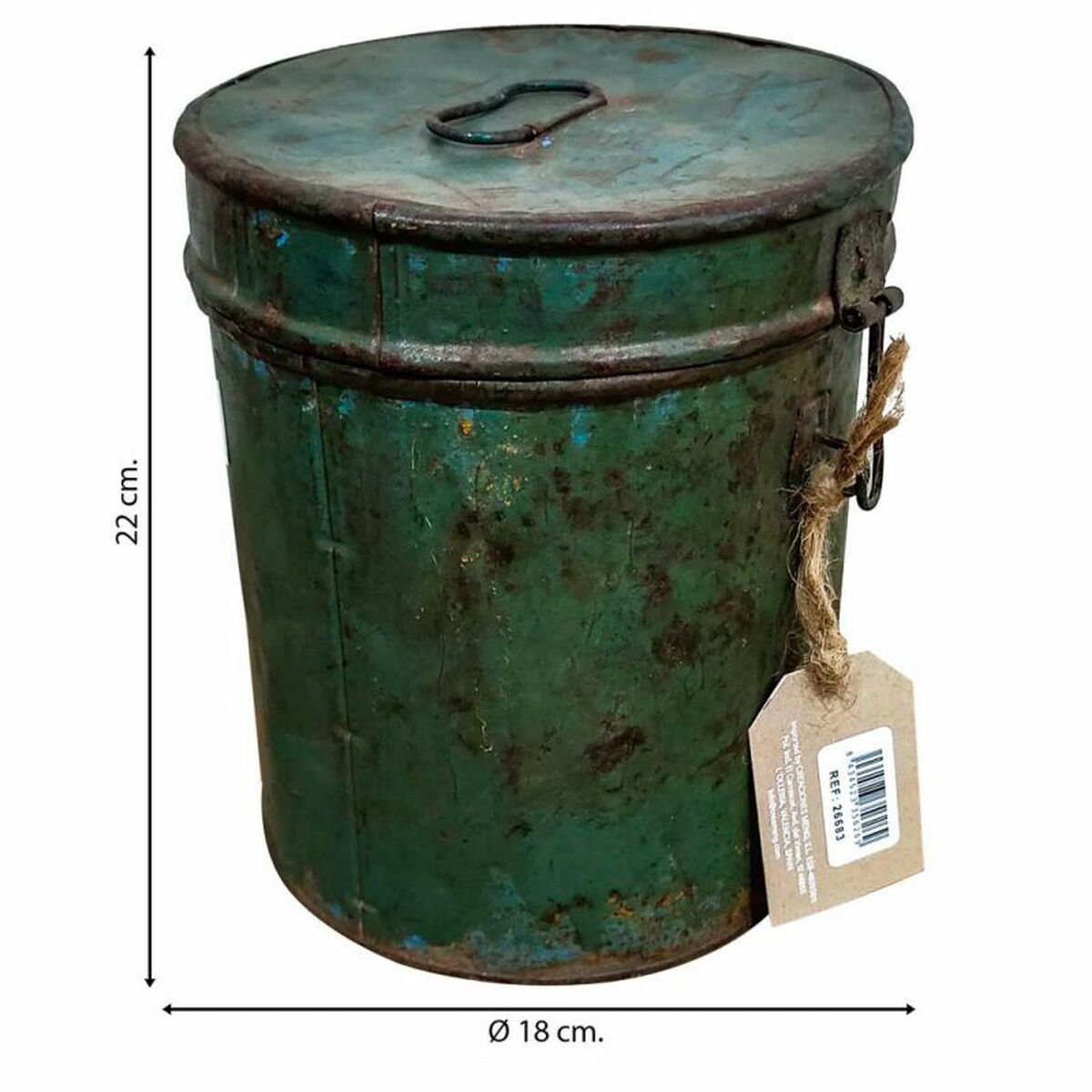 Decorative canister Alexandra House Living Green Iron Traditional style 18 x 22 x 18 cm