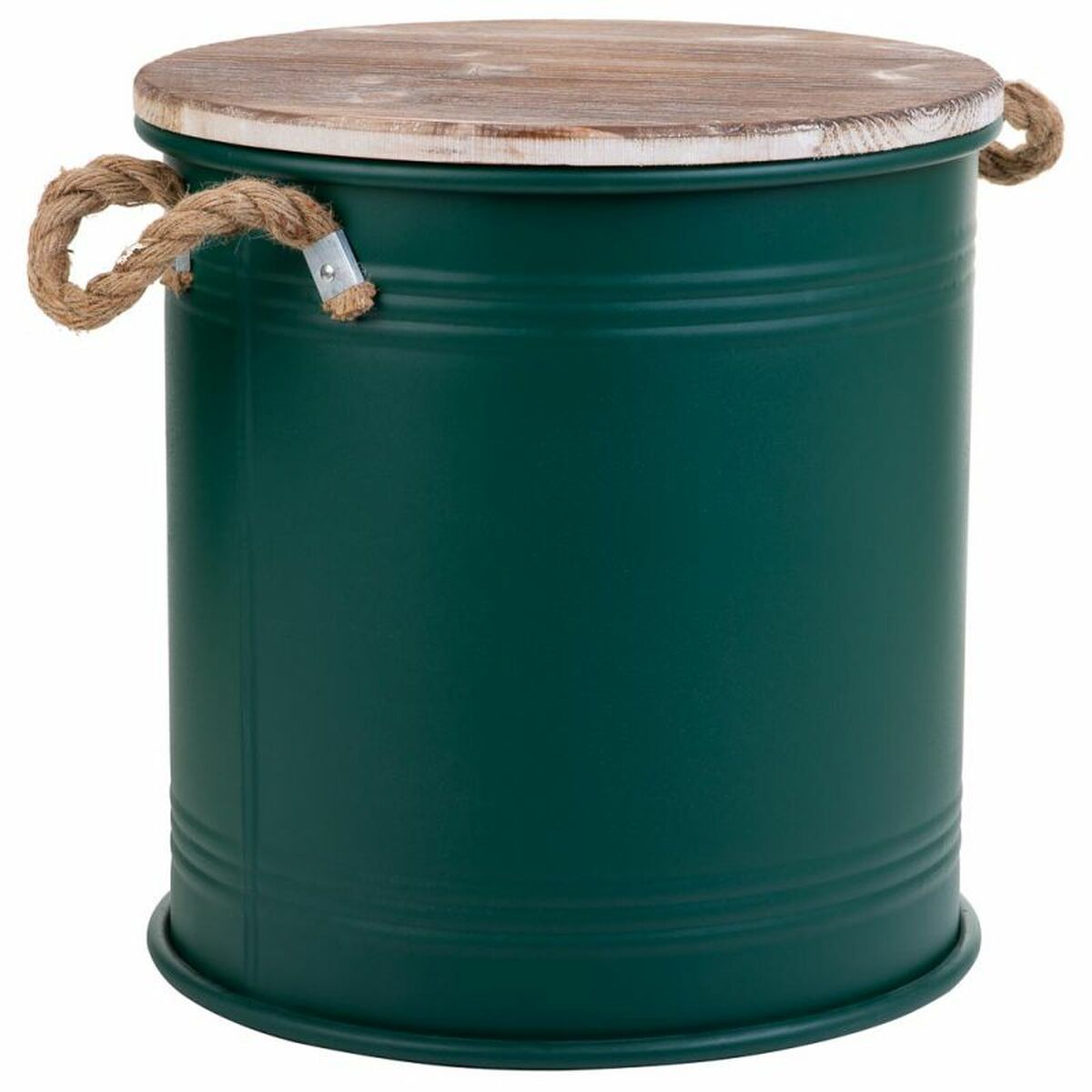 Storage Box with Lid Alexandra House Living Factory Green Hemp Metal Fir wood 35 x 35 x 37 cm With handles Circular