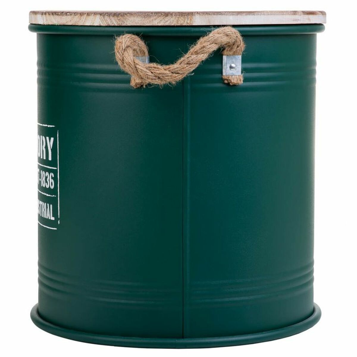 Storage Box with Lid Alexandra House Living Factory Green Hemp Metal Fir wood 35 x 35 x 37 cm With handles Circular