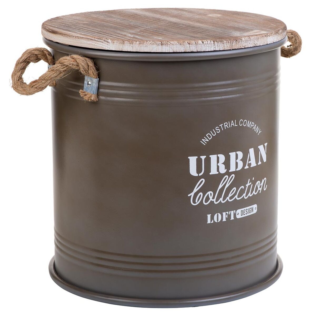 Storage Box with Lid Alexandra House Living Urban Brown Hemp Metal Fir wood 35 x 35 x 37 cm With handles Circular