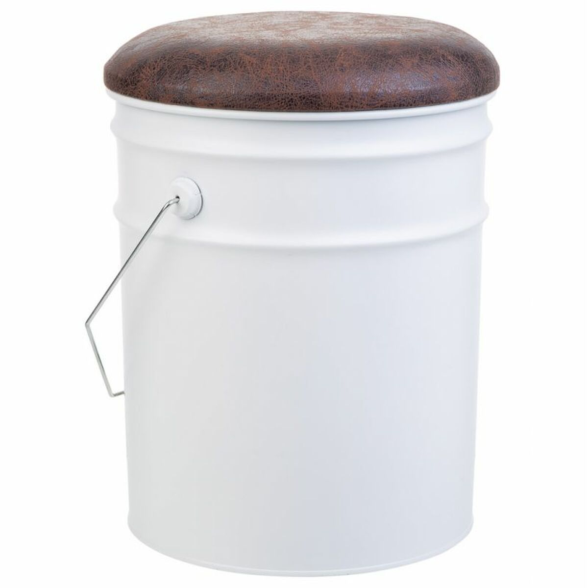 Bucket Alexandra House Living White Hemp Metal Fir wood 35 x 31 x 40 cm With lid With handle