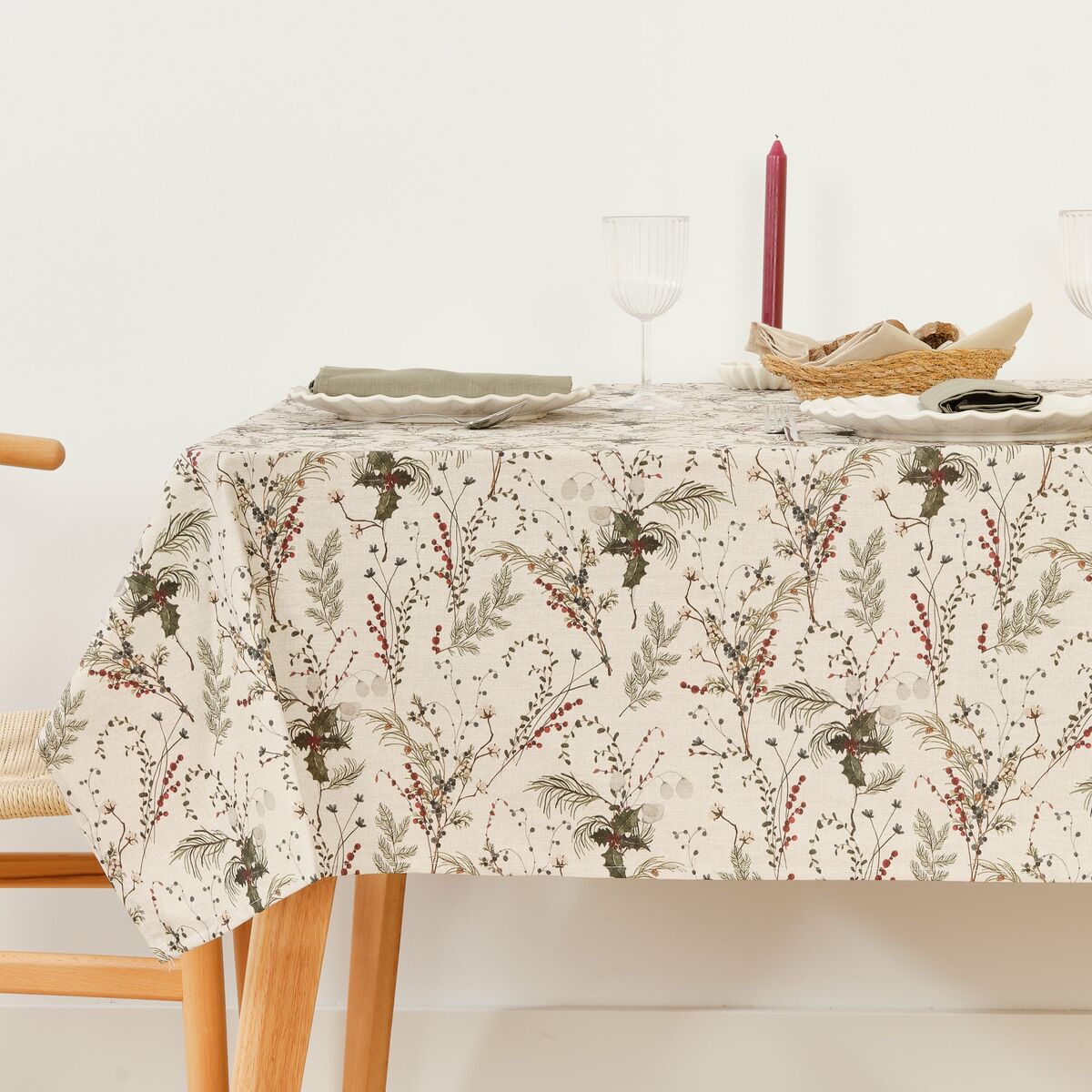 Stain-proof resined tablecloth Belum Christmas Mistletoe Red Green Natural 200 x 150 cm Belum