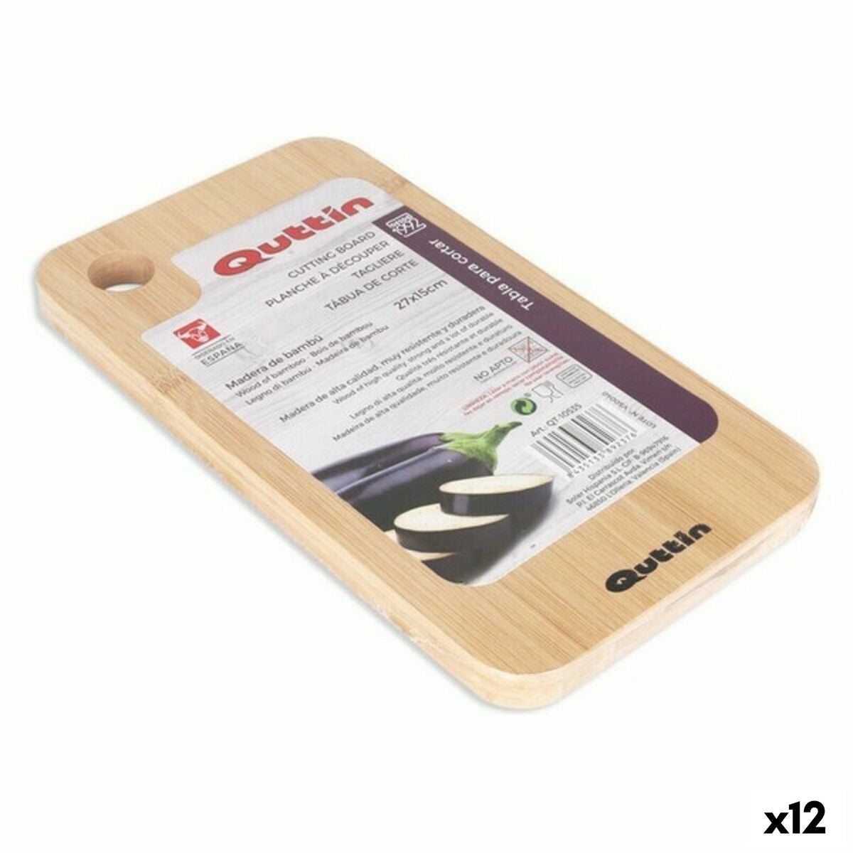 Cutting board Quttin Quttin Bamboo 27 x 15 x 1,5 cm (12 Units) (27 x 15 cm) Quttin