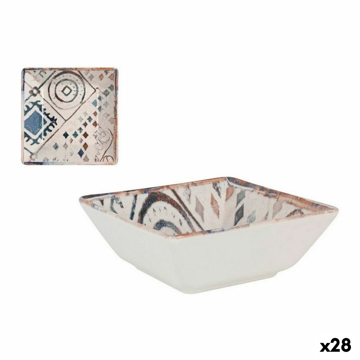 Bowl La Mediterránea Grecia Porcelain Blue Brown 13 x 13 x 5 cm (28 Units)