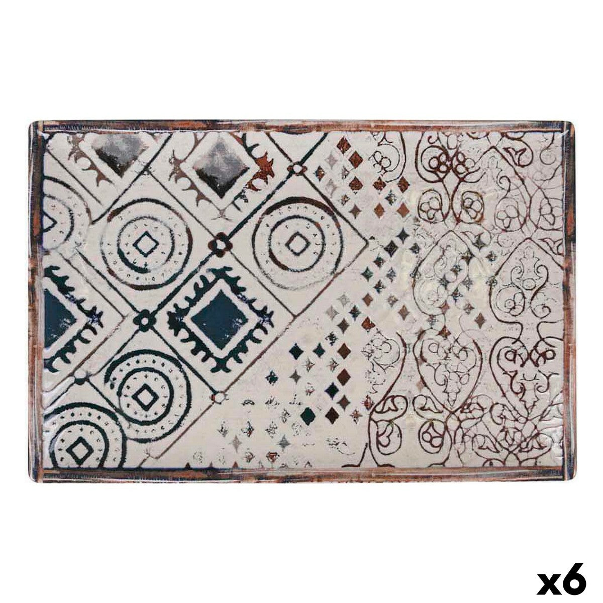 Serving Platter La Mediterránea Grecia Porcelain Rectangular 30 x 20 x 2,5 cm (6 Units)