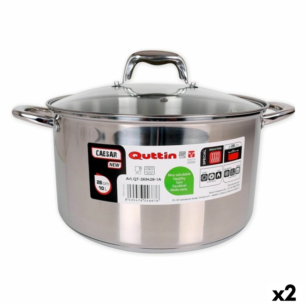 Pan Quttin 139513 10 L Steel (2 Units) (ø 28 x 16,5 cm)