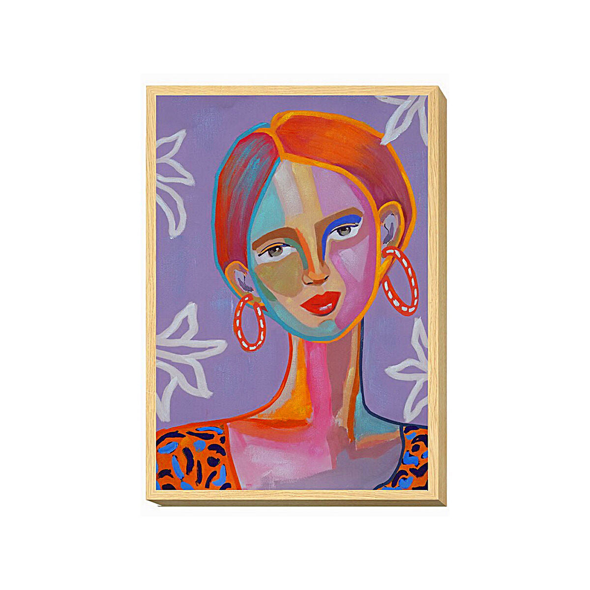 Painting Romimex Multicolour Canvas Lady 50 x 70 x 4 cm Romimex