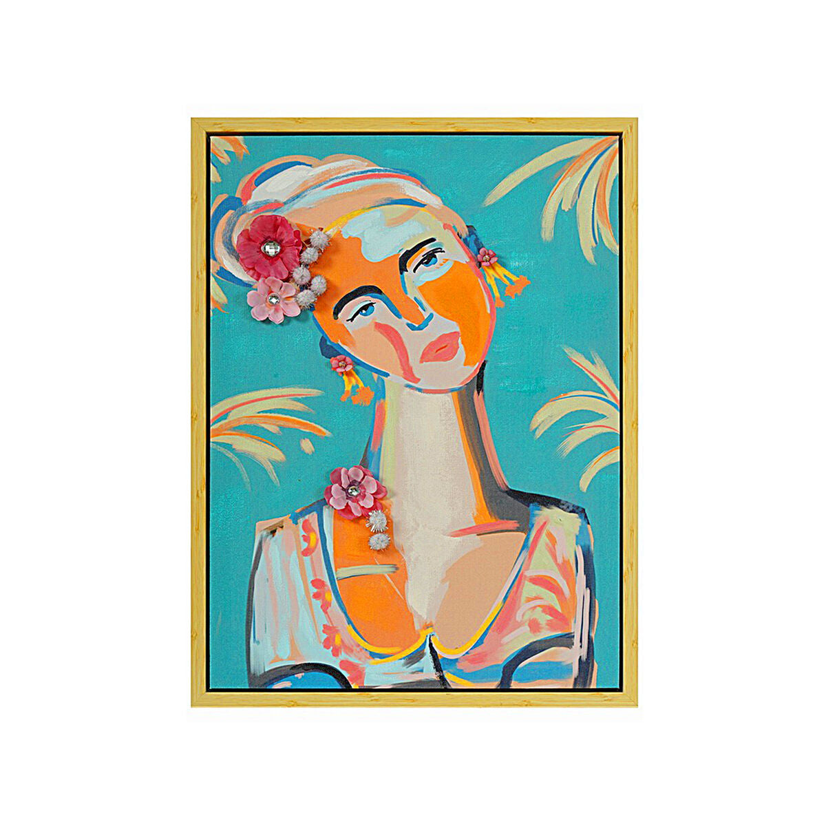 Painting Romimex Multicolour Canvas Lady 50 x 70 x 4 cm Romimex