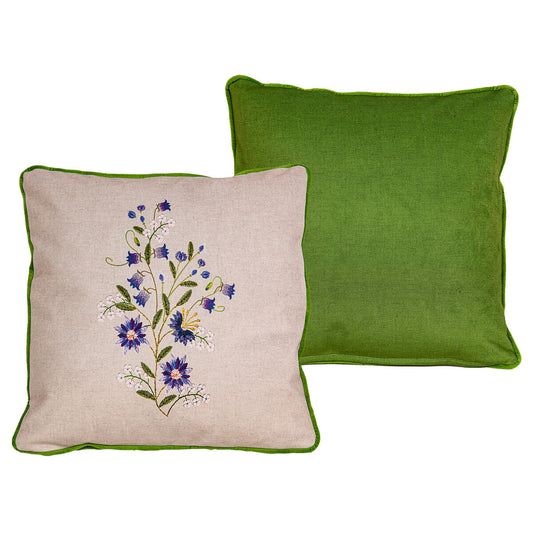 Cushion Romimex Green Beige Reversible 45 x 45 x 12 cm Embroidery Romimex