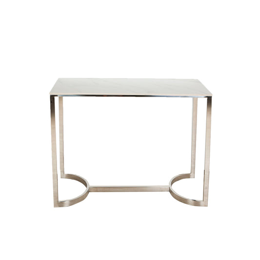 Console Romimex Silver Stainless steel Synthetic marble 100 x 80 x 40 cm