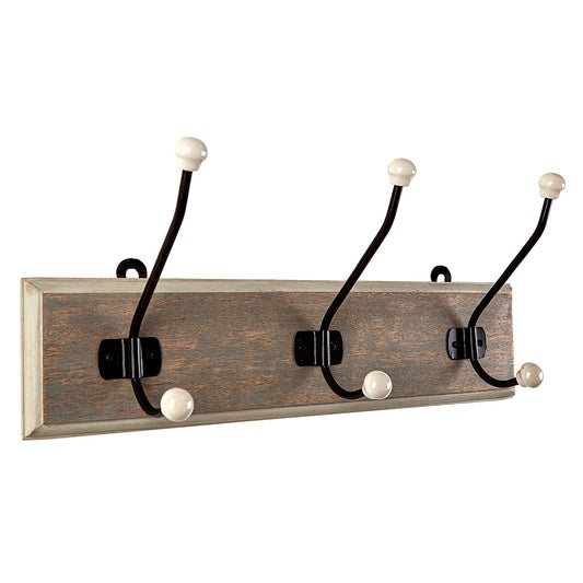 Wall mounted coat hanger Romimex Natural Wood Metal Ceramic 41 x 17 x 10 cm Romimex