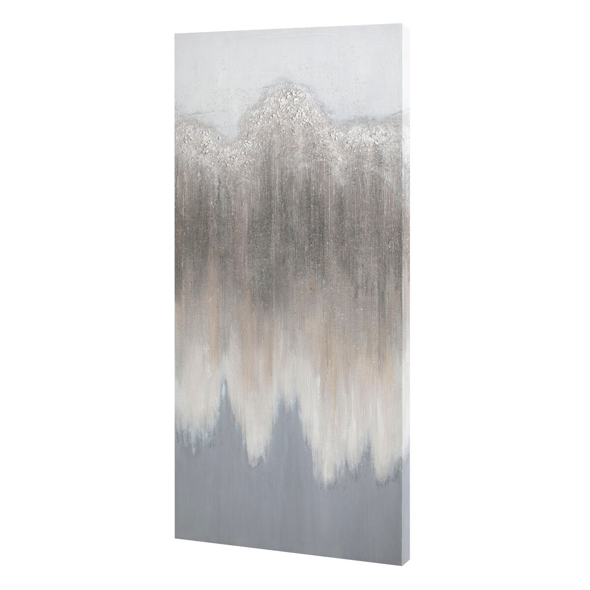 Oil Painting Romimex White Beige Grey Canvas Abstract 60 x 120 x 4 cm Romimex