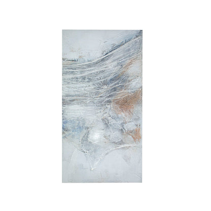 Oil Painting Romimex White Beige Grey Canvas Abstract 60 x 120 x 4 cm Romimex