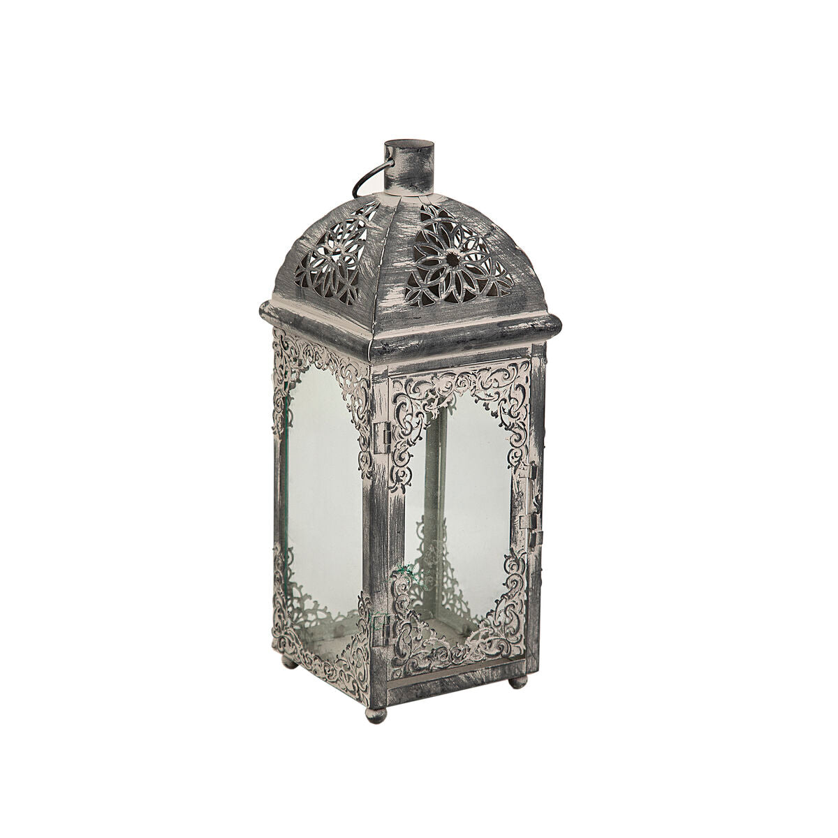 Lantern Romimex Grey Metal Glass 13 x 33 x 13 cm